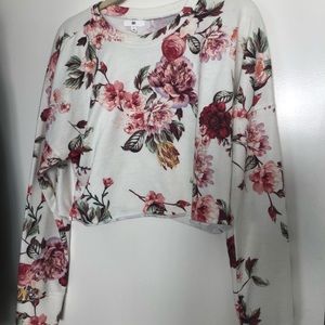 BP Nordstrom crop floral print sweatshirt lg
